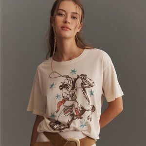 Anthropologie LetLuv Horse Graphic Boyfriend Tee Size L
